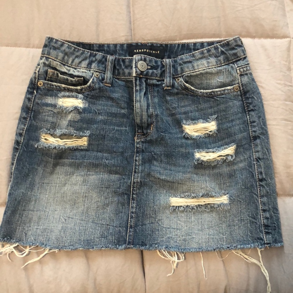 ripped jean skirt